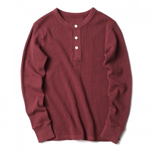 Men's Casual Cotton Washed Solid Color Cassic Henry Collar Long-sleeved Pullovers Tops Men's Casual Cotton Washed Solid Color Cassic Henry Collar Long-sleeved Pullovers Tops