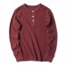 Men's Casual Cotton Washed Solid Color Cassic Henry Collar Long-sleeved Pullovers Tops Men's Casual Cotton Washed Solid Color Cassic Henry Collar Long-sleeved Pullovers Tops