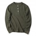 Men's Casual Cotton Washed Solid Color Cassic Henry Collar Long-sleeved Pullovers Tops Men's Casual Cotton Washed Solid Color Cassic Henry Collar Long-sleeved Pullovers Tops