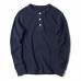 Men's Casual Cotton Washed Solid Color Cassic Henry Collar Long-sleeved Pullovers Tops Men's Casual Cotton Washed Solid Color Cassic Henry Collar Long-sleeved Pullovers Tops