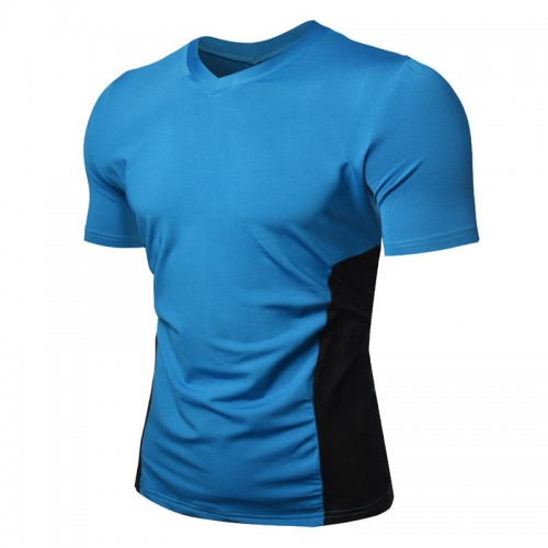 Summer Cotton V Neck Short Sleeve Tops Color Block Slim Casual T-shirts for Men Summer Cotton V Neck Short Sleeve Tops Color Block Slim Casual T-shirts for Men