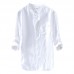 Men's Linen M-4XL Loose Button Design Solid Color Pocket Casual Three Quarter Sleeve T-shirts Men's Linen M-4XL Loose Button Design Solid Color Pocket Casual Three Quarter Sleeve T-shirts