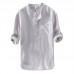 Men's Linen M-4XL Loose Button Design Solid Color Pocket Casual Three Quarter Sleeve T-shirts Men's Linen M-4XL Loose Button Design Solid Color Pocket Casual Three Quarter Sleeve T-shirts
