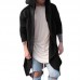 Mens Fashion Irregular Hem Solid Color Mid-long Hooded Loose Cardigans Mens Fashion Irregular Hem Solid Color Mid-long Hooded Loose Cardigans