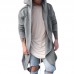 Mens Fashion Irregular Hem Solid Color Mid-long Hooded Loose Cardigans Mens Fashion Irregular Hem Solid Color Mid-long Hooded Loose Cardigans
