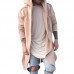 Mens Fashion Irregular Hem Solid Color Mid-long Hooded Loose Cardigans Mens Fashion Irregular Hem Solid Color Mid-long Hooded Loose Cardigans
