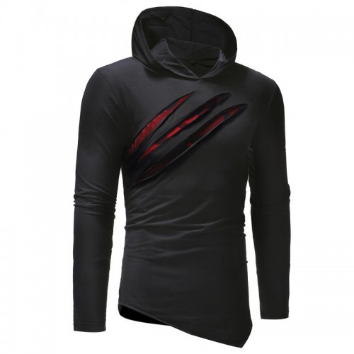 Fashion Irregular Cotton Hooded Patchwork Camo Long Sleeve T-shirts for Men Fashion Irregular Cotton Hooded Patchwork Camo Long Sleeve T-shirts for Men