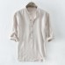 Men's Breathable 100% Cotton Loose Button Striped Half Sleeve Casual T-shirts Men's Breathable 100% Cotton Loose Button Striped Half Sleeve Casual T-shirts