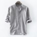Men's Breathable 100% Cotton Loose Button Striped Half Sleeve Casual T-shirts Men's Breathable 100% Cotton Loose Button Striped Half Sleeve Casual T-shirts