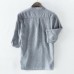 Men's Breathable 100% Cotton Loose Button Striped Half Sleeve Casual T-shirts Men's Breathable 100% Cotton Loose Button Striped Half Sleeve Casual T-shirts