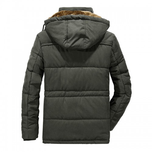 Mens Thicken Warm Multi Pockets Windproof Detachable Hooded Jacket Mens Thicken Warm Multi Pockets Windproof Detachable Hooded Jacket