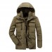 Mens Thicken Warm Multi Pockets Windproof Detachable Hooded Jacket Mens Thicken Warm Multi Pockets Windproof Detachable Hooded Jacket
