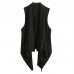 Mens Casual Irregular Heap Collar Sleeveless Solid Color Cardigans Vest Mens Casual Irregular Heap Collar Sleeveless Solid Color Cardigans Vest