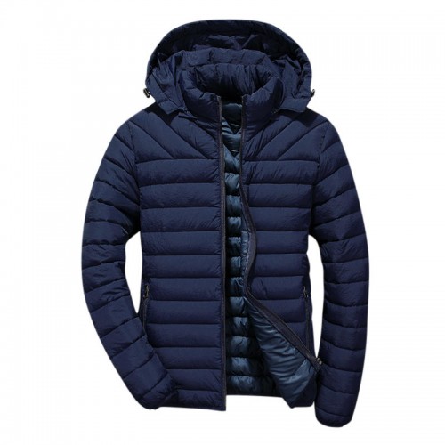 Mens Winter Casual Cotton Down Padded Windproof Hooded Solid Color Jacket Mens Winter Casual Cotton Down Padded Windproof Hooded Solid Color Jacket