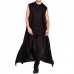 Mens Sleeveless Black Breathable Thin Long Cardigans Mens Sleeveless Black Breathable Thin Long Cardigans