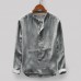 Men's Vintage Loose Comfy Solid Color Button Fly Stand Collar Long Sleeve Casual T-shirts Men's Vintage Loose Comfy Solid Color Button Fly Stand Collar Long Sleeve Casual T-shirts