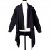 Mens Mid Length Knit Asymmetric Long Shawl Pockets Solid Black Cardigans Mens Mid Length Knit Asymmetric Long Shawl Pockets Solid Black Cardigans