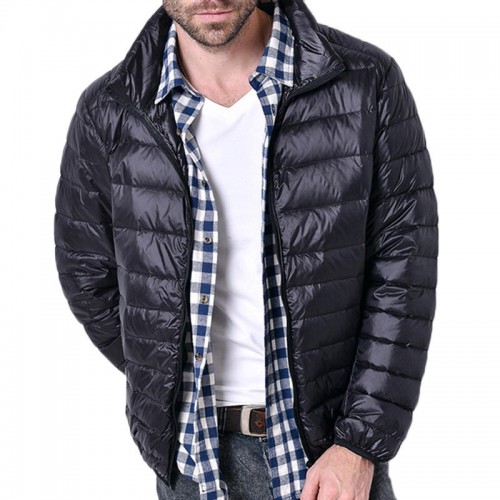 Mens Winter Lightweight Warm Padded Jacket Solid Color Stand Collar Coat Mens Winter Lightweight Warm Padded Jacket Solid Color Stand Collar Coat