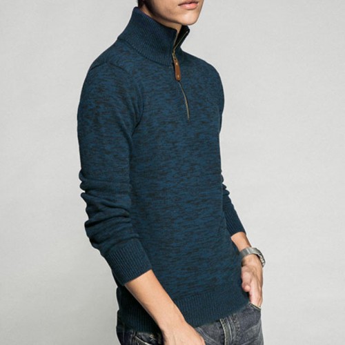 Mens Knitted Solid Color Thick Warm Half Zipper Stand Collar Pullovers Sweaters Mens Knitted Solid Color Thick Warm Half Zipper Stand Collar Pullovers Sweaters