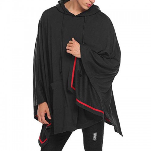 Mens Fashion Bat Style Casual Hooded Cloak Solid Color Pockets Cardigans Mens Fashion Bat Style Casual Hooded Cloak Solid Color Pockets Cardigans