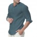 Mens Cotton Button Neck Casual Long Sleeve Slim Fit Shirt Tee Tops Mens Cotton Button Neck Casual Long Sleeve Slim Fit Shirt Tee Tops