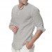 Mens Cotton Button Neck Casual Long Sleeve Slim Fit Shirt Tee Tops Mens Cotton Button Neck Casual Long Sleeve Slim Fit Shirt Tee Tops
