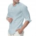 Mens Cotton Button Neck Casual Long Sleeve Slim Fit Shirt Tee Tops Mens Cotton Button Neck Casual Long Sleeve Slim Fit Shirt Tee Tops