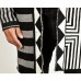 Mens Black White Patchwork Mid Long Style Fashion Casual Knit Cardigans Mens Black White Patchwork Mid Long Style Fashion Casual Knit Cardigans