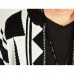 Mens Black White Patchwork Mid Long Style Fashion Casual Knit Cardigans Mens Black White Patchwork Mid Long Style Fashion Casual Knit Cardigans