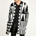 Mens Black White Patchwork Mid Long Style Fashion Casual Knit Cardigans Mens Black White Patchwork Mid Long Style Fashion Casual Knit Cardigans