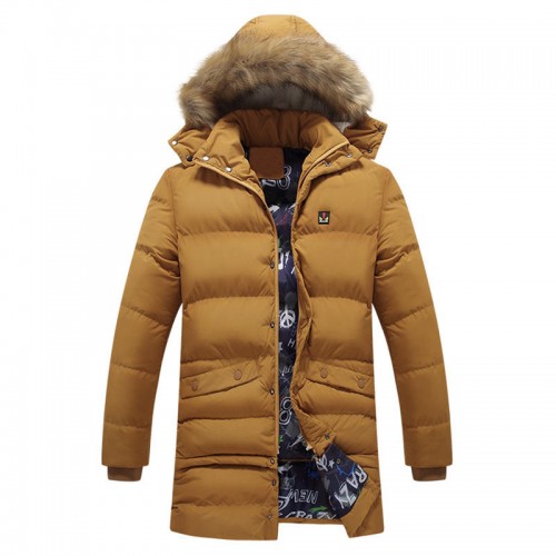 Mens Winter Mid Length Thickened Buttons Solid Color Warm Padded Jacket Mens Winter Mid Length Thickened Buttons Solid Color Warm Padded Jacket