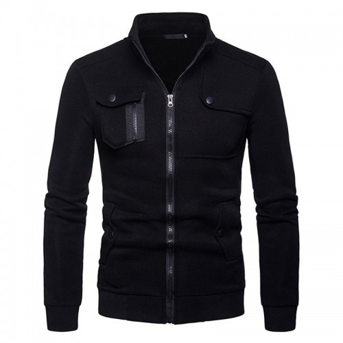Mens Casual Multifunction Pockets Zipper Thick Stitching Top Long Sleeve Solid Color Coats Mens Casual Multifunction Pockets Zipper Thick Stitching Top Long Sleeve Solid Color Coats