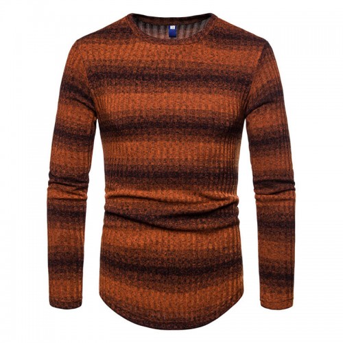 Men's Stripe Gradient Style Knit Breathable O-Neck Warm Sweaters Pullovers Men's Stripe Gradient Style Knit Breathable O-Neck Warm Sweaters Pullovers