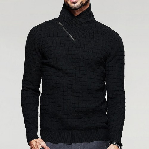 Men's Fashion Winter Turtleneck Pullovers Long Sleeve Slim Fit Plaid Zipper Knit Casual Sweaters Men's Fashion Winter Turtleneck Pullovers Long Sleeve Slim Fit Plaid Zipper Knit Casual Sweaters