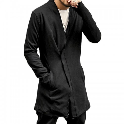 Men's Casual Black Long Fit Thick Warm Cardigans Fashion Mid Long Coats Men's Casual Black Long Fit Thick Warm Cardigans Fashion Mid Long Coats