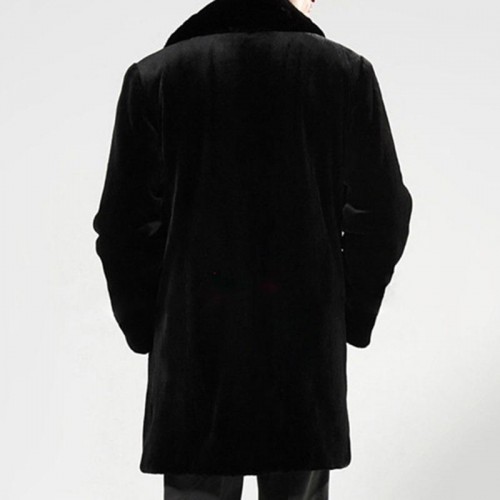 Mens Faux Fur Collar Winter Warm Fit Jacket Casual Mid Long Coats Mens Faux Fur Collar Winter Warm Fit Jacket Casual Mid Long Coats
