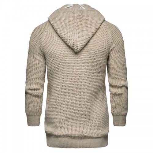 Casual Winter Solid Color Braided Knitted Thick Warm Hooded Cardigans for Men Casual Winter Solid Color Braided Knitted Thick Warm Hooded Cardigans for Men