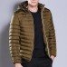 Mens Casual Cotton Down Padded Jacket Hooded Solid Color Coats Mens Casual Cotton Down Padded Jacket Hooded Solid Color Coats