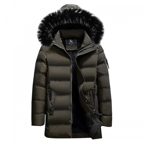 Mens Warm Cotton Padded Jacket Furry Hooded Insulated Winter Parka Mens Warm Cotton Padded Jacket Furry Hooded Insulated Winter Parka
