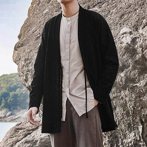 Mens Ethnic Style Loose Drawstring Casual Knit Cardigans Coats Mens Ethnic Style Loose Drawstring Casual Knit Cardigans Coats
